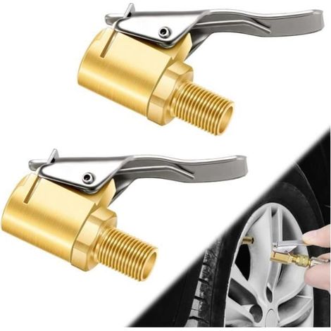 Embout de Gonflage - Non spécifié - 2 Pièces - Laiton - Compatible avec Tuyau 8mm - 250 PSI (1/4)