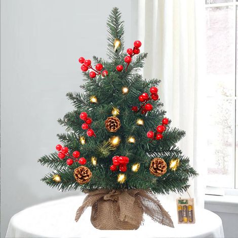 ALBERO DI NATALE Piccolo albero di Natale con bacche rosse e pigne, mini decorazione natalizia (1/4)