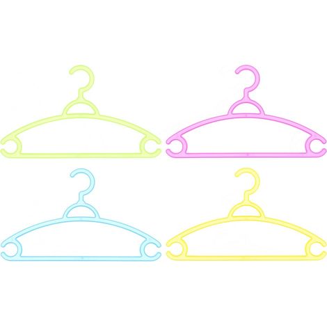 Pack 10 perchas infantiles de plastico organizador con barra  Multicolor