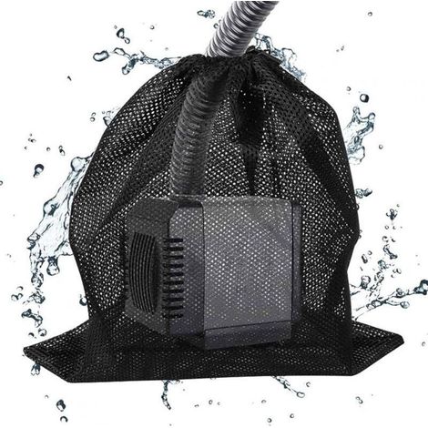 Lot de 2 sacs de blocage pour pompe de bassin - Filet de filtration industriel - Pour filtre de bassin biologique - Noir (1/5)