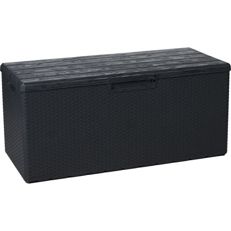 Toomax Portofino baule multiuso da 340L con seduta 123,7x54,5x56,2h cm, effetto legno colore antracite, in plastica resistente, resistente ai raggi UV, dotato di foro per lucchetto, per esterni