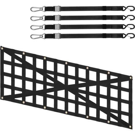 Filet de chargement pour hayon, 137 cm x 46 cm, robuste, avec 4 sangles télescopiques réglables, conception renforcée, extensible et durable, convient aux pick-ups, camions, remorques, jeeps et SUV. (1/5)