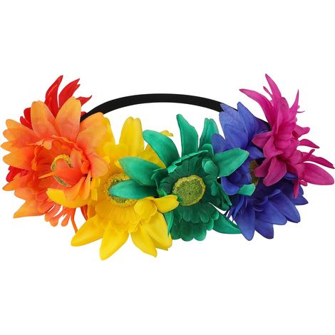 Diadema arcoíris, vestido del orgullo, accesorios arcoíris, decoración del orgullo LGBT, corona de flores, recuerdo de fiesta del orgullo, Día de la Mujer y de la Niña (1/5)