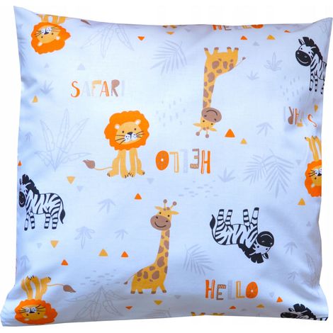 Federa per cuscino per bambini in cotone, fantasia animali safari (zebra, giraffa), 40x40
