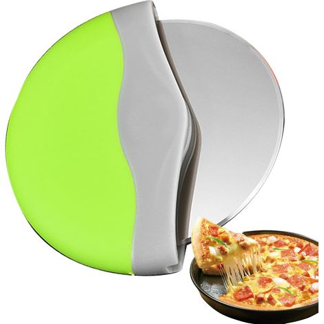 Roulette à pizza × 2 - Trancheuse à pain avec couvercle de protection, couteau à pizza ergonomique en acier inoxydable, idéal pour la cuisine, la pâtisserie, les fêtes, les restaurants et les barbecue (1/5)