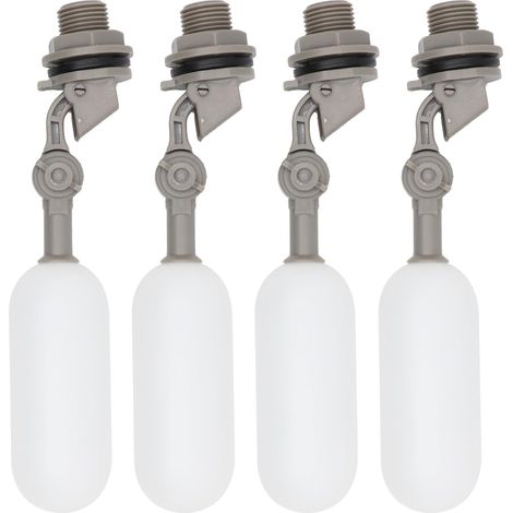 Robinet Flotteur 1/2 Pouce, 4 Robinets Flotteurs, Robinet Flotteur Plastique Auto-Remplissant Avec Bras RéGlable Pour Abreuvoirs à BéTail, Aquariums, Aquaculture (Gris) (1/5)