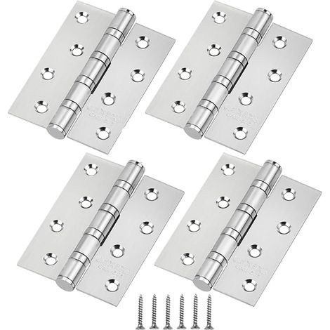 Charnière Inox 304, Charnière à Roulement à Billes en Acier Inoxydable, Style Durable, Finition Lisse, Couleur Argent, 100x75mm, Adaptée aux Portes Intérieures et Extérieures (1/5)