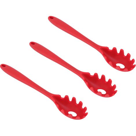 3-teiliges Set Silikon-Spaghettilöffel, All-in-One, lebensmittelecht, hitzebeständig, aus Silikon, Rot (1/5)