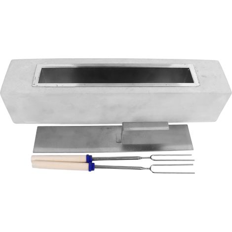 Table de feu de table en acier inoxydable portable mini foyer avec brochettes grillades pour décoration intérieure gris (1/5)