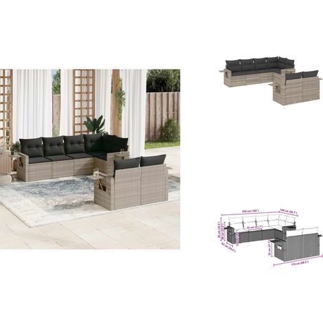 Salon de jardin avec coussins 7 pcs gris clair résine tressée - Ensemble De Canapés De Jardin - Ensembles De Canapés De Jardin - Ensemble De Canapés D'extérieur - Ensemble De Canapés De Patio (1/3)