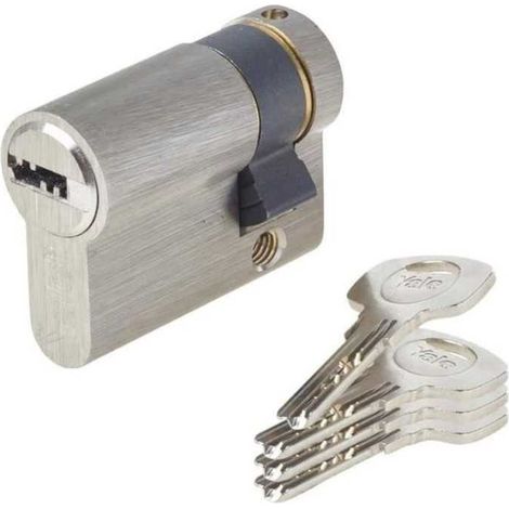 Demi-Cylindre de Serrure - YALE - YC1000+ - 30x10 mm - 6 Goupilles - 4 Clés réversibles - Nickelé