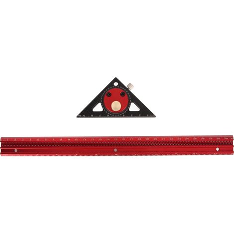 Règle de traçage aluminium 360° rotative pour menuiserie, positionnement précis, marquage 300mm, outil de mesure réglable, gabarit de perçage robuste (1/5)