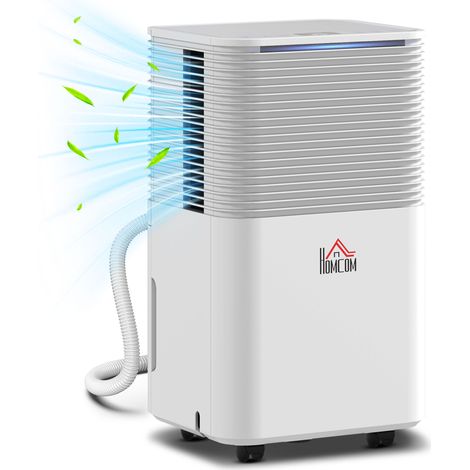 Déshumidificateur 10L/jour Silencieux 3 Modes Écran LED Temporisateur 24H Drenaje Continuo Blanc 22x33x48cm