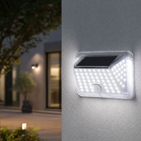 Lampe solaire murale 4 faces avec détecteur de mouvement, éclairage LED blanc extérieur étanche IP65, autonomie 7 jours, 13x10cm (1/4)