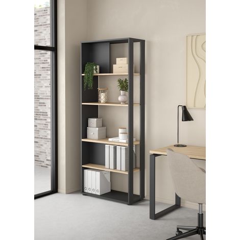 LIBRERIA MOD. SIGN CM 79.6X34.4 H. 204.7 GRIGIO OPACO E JACKSON HICHORY (1/5)