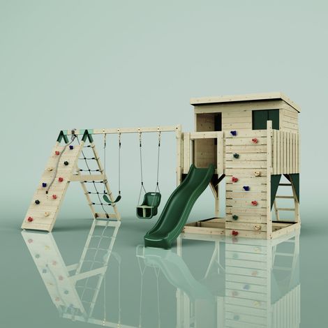 PolarPlay Tour de jeux Aksel Vert 415 x 469 cm Balançoire bébé