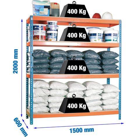 Metallregale KIT ECOFORTE 1506-4 SPANPLATTE BLAU/ORANGE/HOLZ