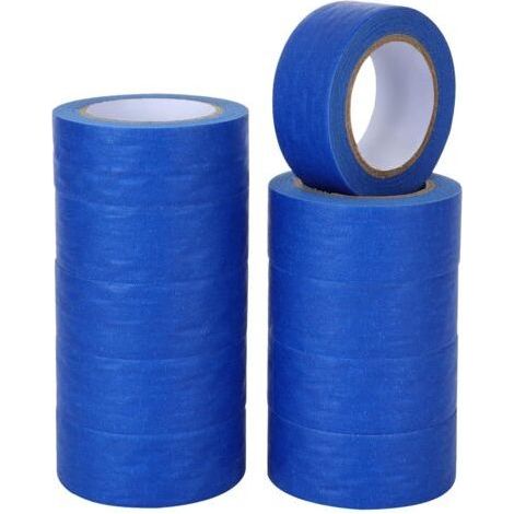 10 Rouleaux Ruban de Masquage Peinture Bleu, Bande de Masquage 24 MM x 20 M, Bande de Masquage pour un Collage propre des Films de Masquage (1/5)