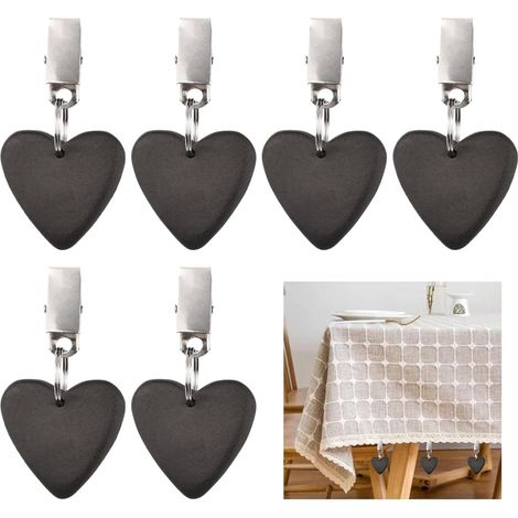 – 6 pesas grises en forma de corazón – clips de acero inoxidable – decoración para picnic/familia – forma suave y estable (1/5)