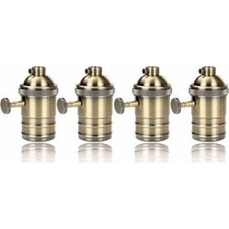 4 pièces Edison Douille Vintage E27 Adaptateur De Lampe avec interrupteur Rétro Vintage Lustre Sans Fil Laiton Antique (1/4)