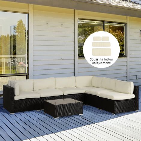 Outsunny Set mit 14 Ersatzkissenbezügen für Gartenmöbel – 6 Sitzkissenbezüge, 8 Rückenkissenbezüge – Bezüge mit Reißverschluss, wasserabweisendes Polyester, Creme