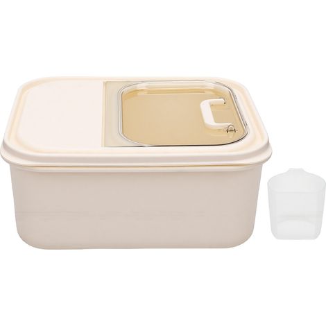 Récipient à riz de 10 lb avec couvercle, distributeur de céréales hermétique, stockage de farine, conception transparente à rabat, visualisation facile pour les pâtes au sucre de cuisine (1/5)
