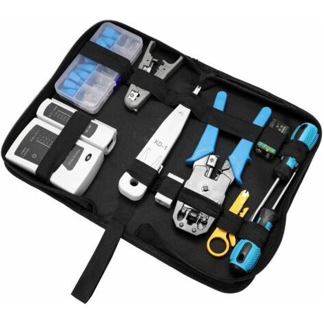 Ensemble de kit de réseau matériel ensemble de pinces de fil outils d'entretien ménager outil de combinaison de câbles pince à sertir trousse d'outils de réparation de réseau LAN portable (1/5)
