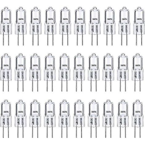 Ampoules G4 (lot de 20) 12 V 20 W, culot bipolaire, flux lumineux de 300 lm, pour éclairage de meubles