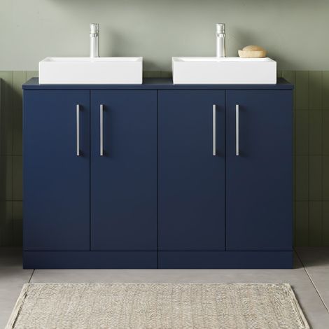 Nuie Arno Floor Standing 4-Door Vanity Unit with Worktop 1200mm Wide - Midnight Blue (1/5)
