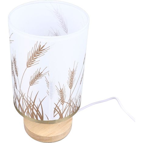 Verstellbare LED-Nachttischlampe aus Massivholz mit Lampenschirm in Weizenährenform, fürs Schlafzimmer, USB-Nachtlicht, augenschonend (1/5)