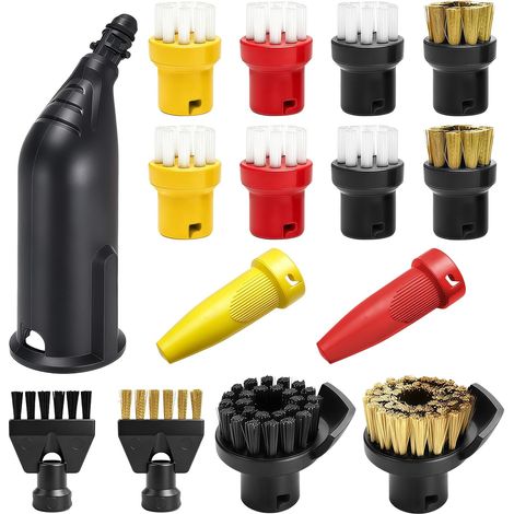 15-teiliges Zubehörset für Kärcher Dampfreiniger SC1 SC2 SC3 SC4 SC5, Ersatzteile für Handdüse, Verlängerungsdüse, Rundbürste, Flachbürste, Mikrofasertücher (1/5)