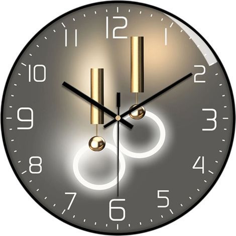30 cm beleuchtete Wanduhr – geräuschlos (kein Ticken) – Vintage-Stil, Schwarz (1/5)