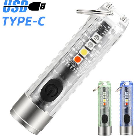 Mini lampe torche LED puissante avec porte-clés, entrée USB-C, rechargeable et étanche IP65. - AquaForge (1/5)