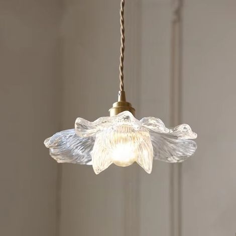 Lustre moderne en cristal de résine, lampe de couloir d'entrée en pétale, lumière tricolore [transparente], 220 V, douille E27 (1/4)
