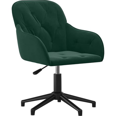 vidaXL Swivel Office Chair Dark Green Velvet