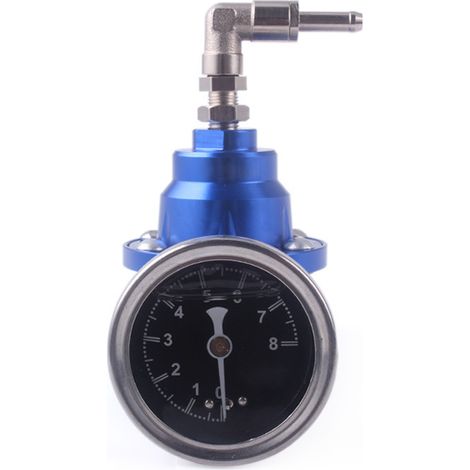 Car modification adjustable fuel pressure regulating valve, aluminum alloy fuel turbocharger, pressure regulator with pressure gauge - blue (1/4)