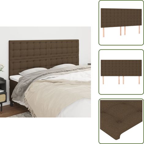 The Living Store Cabecero de cama marrón oscuro 200x5x118/128 cm Tela - Cabecero marrón oscuro