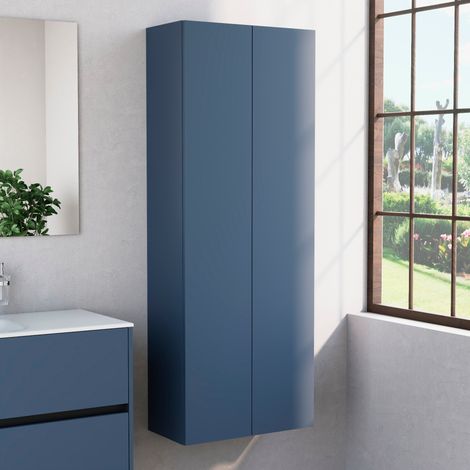 Inda - Colonna bagno con 2 ante e 4 ripiani 60x160 cm - Blu denim (1/3)