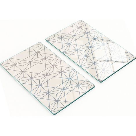 Tableros de vidrio duraderos y elegantes con dise帽o geom茅trico de 2x30x52 cm.