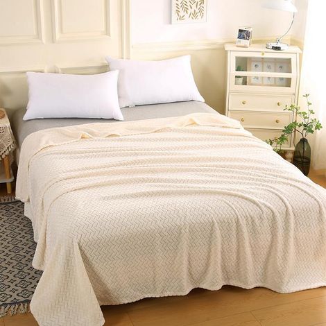 Couverture Jetable - 150 x 200 cm - Polyester 100 % - Pour Lit Canapé Sieste Bureau - Blanc - 1 Pièce (1/5)