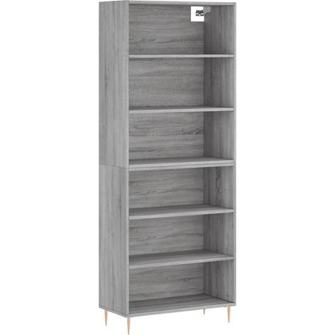 Buffet bahut commode armoire meuble de rangement organisateur cuisine salle de séjour salon 69,5 x 32,5 x 180 cm bois d'ingénierie gris