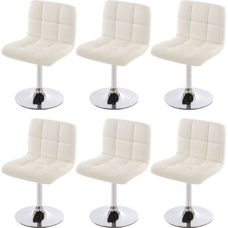 Lot de 6 chaises de salle à manger Kavala, pivotante, similicuir, blanc (1/5)
