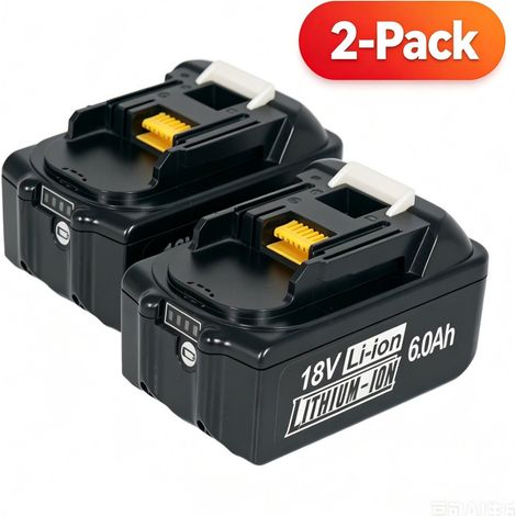 Lot de 2 batteries de rechange au lithium 18 V 6,0 Ah, compatibles avec les outils électriques Makita 18 V LXT (1/5)