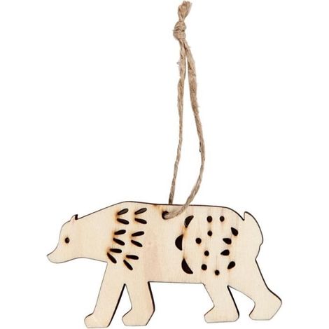 Suspension en bois - Ours polaire - 7,5 cm - Lot de 4 - Décoration Noël - Ambiance naturelle