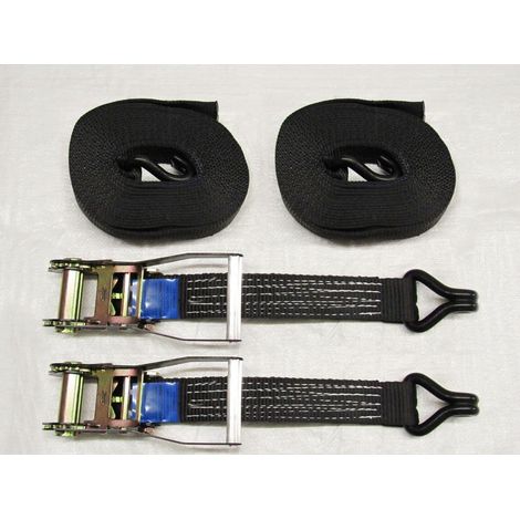 X2 Black 50MM 3M 5 Ton Ratchet Straps - Claw Hook 5000KG Metre Tie Down J Lashing