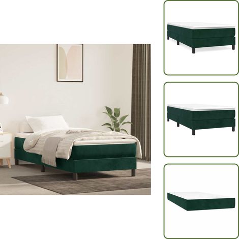 Sommier à lattes de lit avec matelas Vert foncé 90x190 cm - Lit Tapissier - Lit Double - Matelas À Ressorts Ensachés - Support Moyen Dur - Housse De Protection De Matelas (1/5)