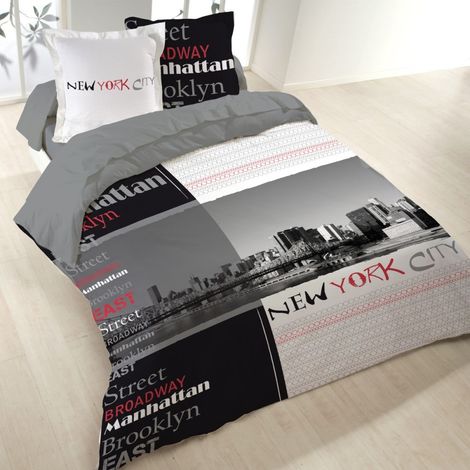 Housse de couette 260x240 MANHATTAN + 2 taies 100% coton (1/3)