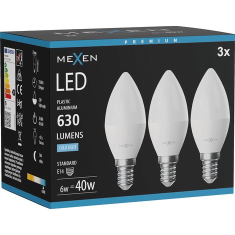 Mexen Nova 3x Ampoule LED E14, C37, 6W, Froide - 6500K, 630 lm - L102-E14-0665-01x03 (1/3)