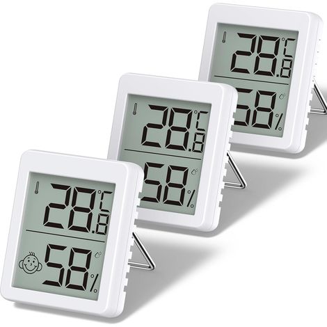 Innenthermometer, 3 Sets Mini-LCD-Digitalthermometer-Hygrometer zum Tisch oder zum Aufhängen für den Innenbereich, Wohnzimmer, Babyzimmer, Büro, Kühlschrank (1/5)