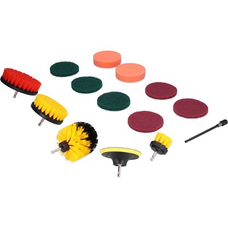 Ensemble de 14 brosses pour perceuse, kit de nettoyage comprenant brosses, tampons à récurer et accessoires de nettoyage. (1/5)